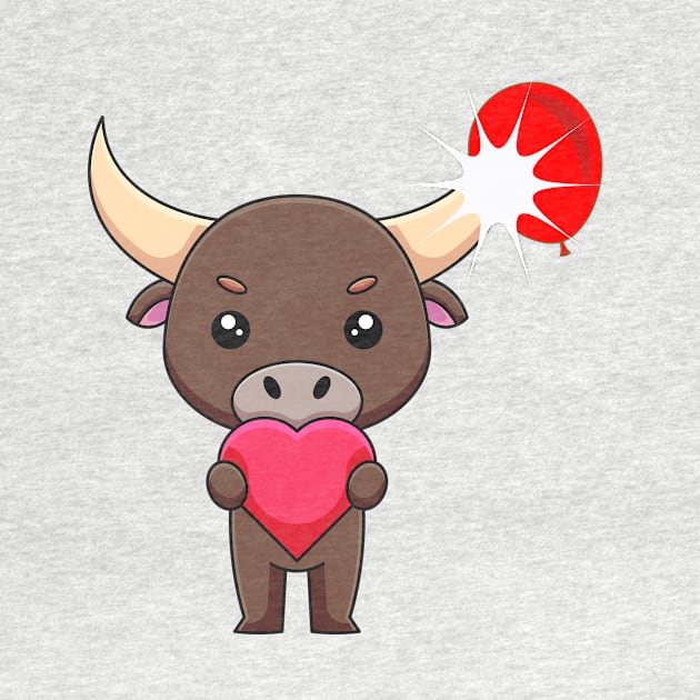 Cute bull Loves you by Mixserdesign